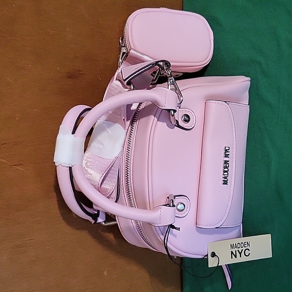 Pink Madden NYC Mini Bowler Handbag With Removable Pouch - Picture 2 of 11